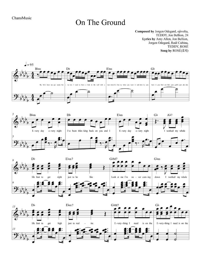 ChansMusic > 로제 (ROSÉ) On The Ground (with Lyrics) by ChansMusic