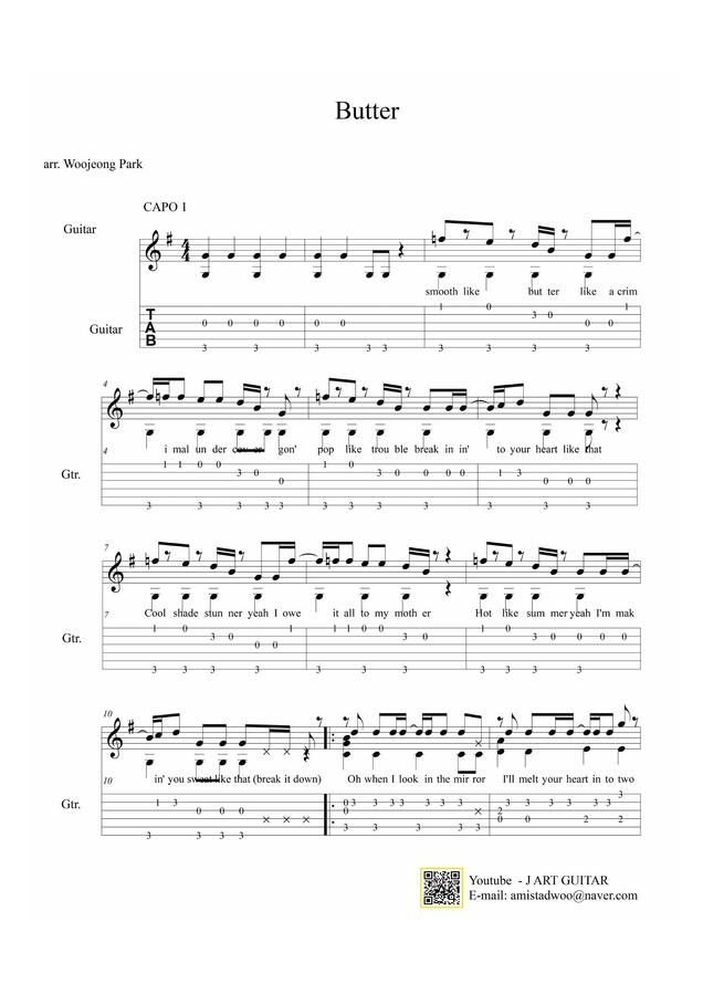 parkwoojeong > BTS Butter (GUITAR TAB) by ParkWoojeong