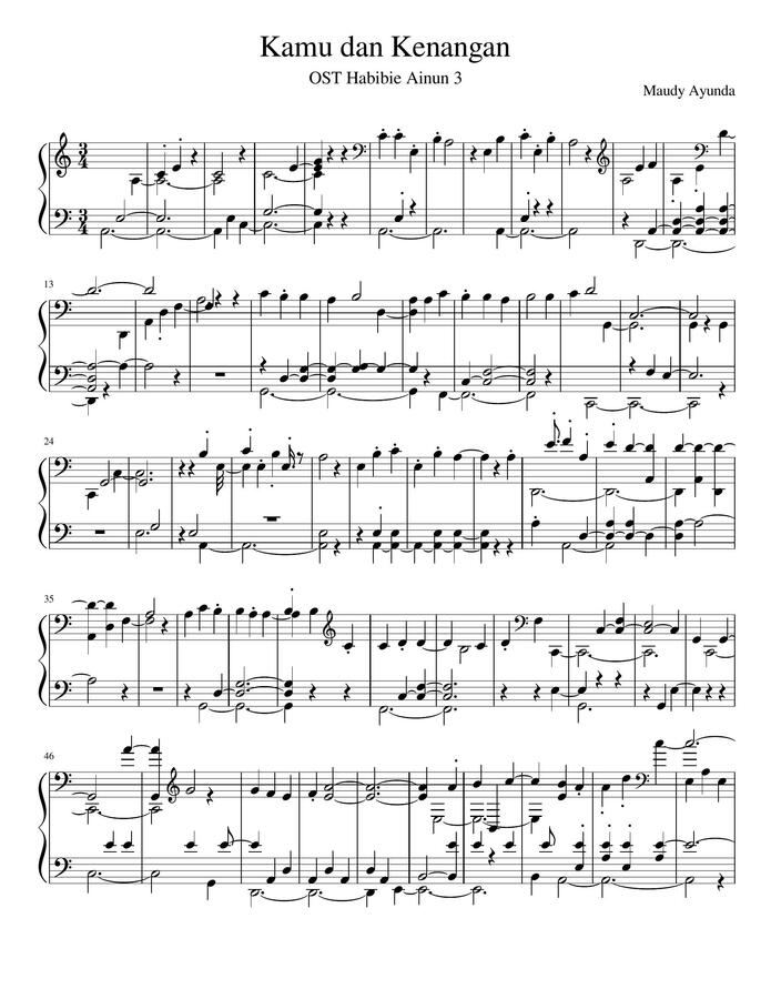 Maudy Ayunda Not Pianika Kamu Dan Kenangan Chord Kamu