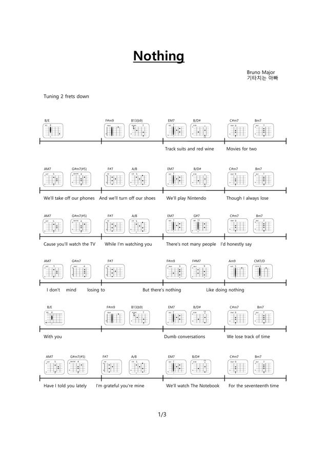 기타치는아빠(GuitarPD) > Bruno Major Nothing (Sam Kim version)