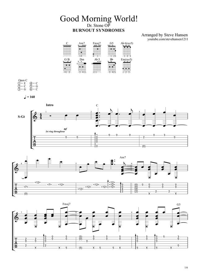 Steve Hansen Burnout Syndromes Good Morning World From Dr Stone Fingerstyle By Steve Hansen
