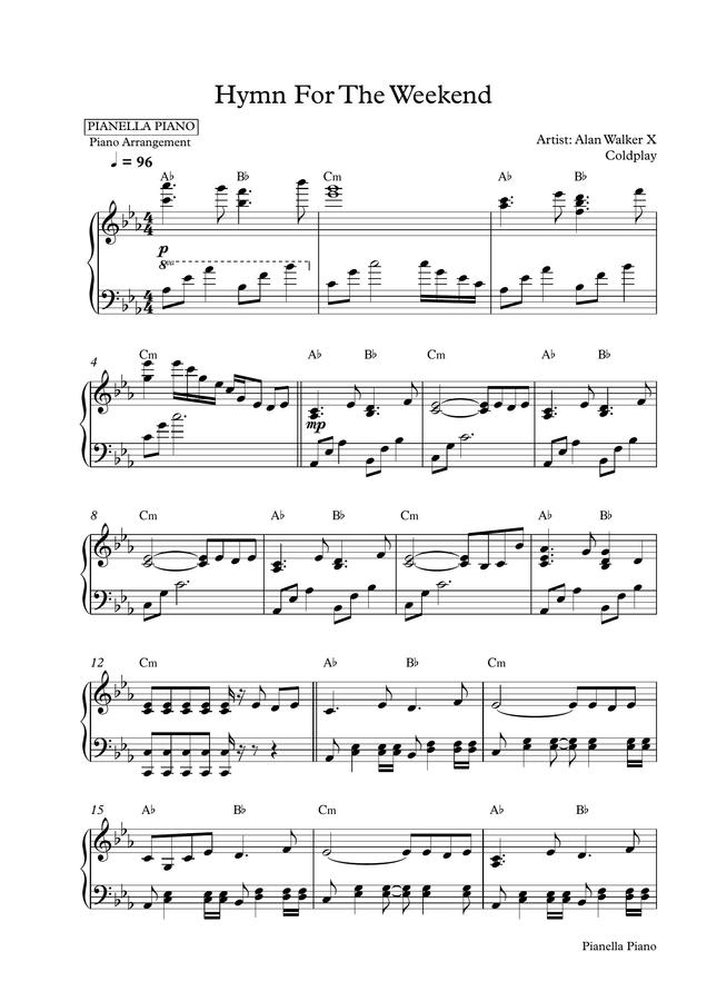 Pianella Piano > Alan Walker X Coldplay - Hymn For The Weekend (Piano ...