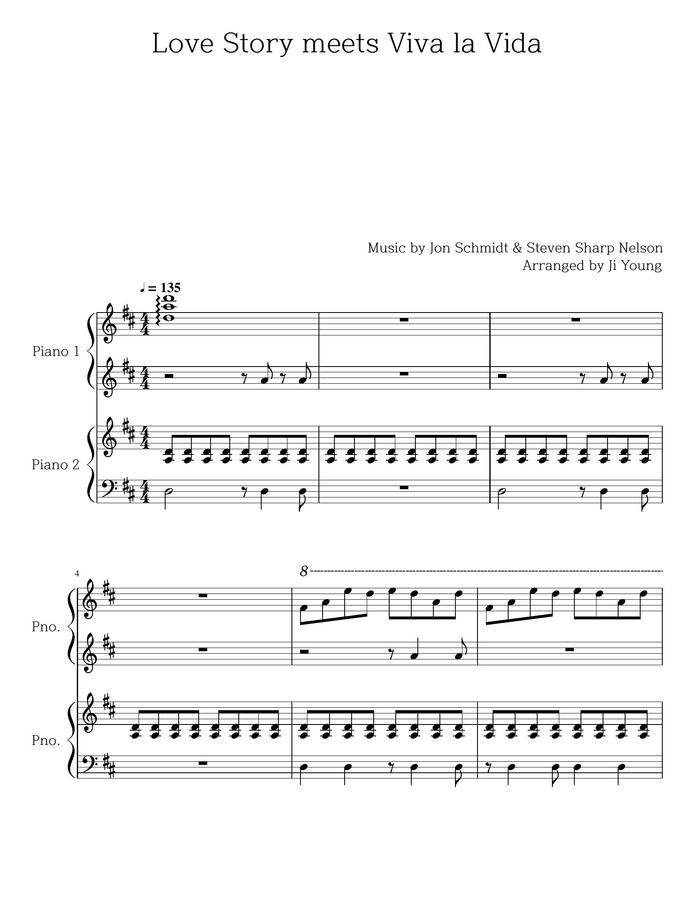 Polypiano Jon Schmidt Love Story Meets Viva La Vida Piano 4 Hands By Jiyoung